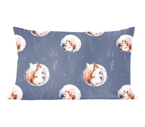 Sierkussens - Kussentjes Woonkamer - 50x30 cm - Winter - Eekhoorn - Noot - Kerstversiering - Kerstdecoratie voor binnen - Woonkamer