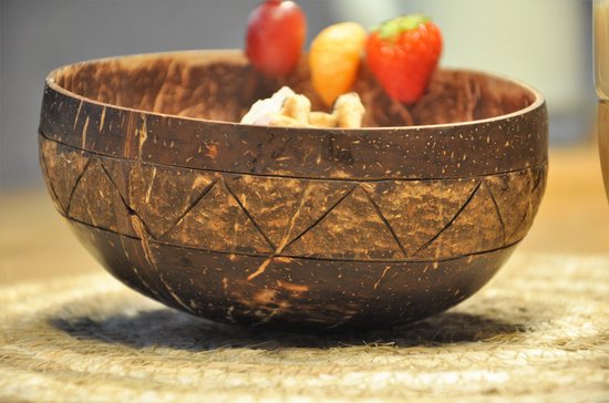 2 Luxe kokosnoot schaaltjes + 2 vorken + 2 lepels - Kom - Coconut bowl - 100% biologisch - Eco2