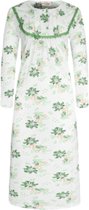 Dames nachthemd lang model met bloemenprint L 40-44 wit/groen