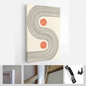 Abstracte illustratie in minimalistische stijl voor wanddecoratie achtergrond. Halverwege de eeuw moderne minimalistische kunstdruk. Boho wanddecoratie - Modern Art Canvas - Vertic