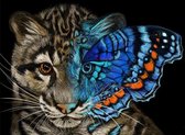 Diamond Painting - Tijger - Half Gezicht - Vlinder - 60x80cm - Vierkante Steentjes - Dieren - Volwassenen - Hobby - Cadeau - Moederdag - Kerst - Kado