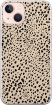 iPhone 13 hoesje siliconen - Stippen bruin abstract | Apple iPhone 13 case | TPU backcover transparant