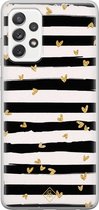 Samsung A52s hoesje siliconen - Hart streepjes | Samsung Galaxy A52s case | zwart | TPU backcover transparant