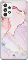 Samsung A52s hoesje siliconen - Marmer roze paars | Samsung Galaxy A52s case | paars | TPU backcover transparant