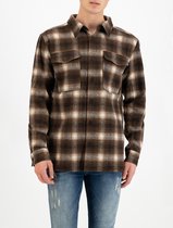 Purewhite -  Heren Regular Fit    Overhemd  - Bruin - Maat XL