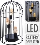 LED Lamp In Metalen Vogelkooi Met Glazen Vogel
