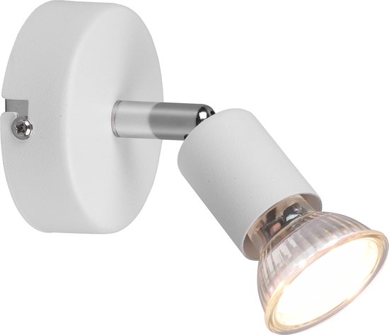 LED Wandspot - Torna Pamo - GU10 Fitting - 1-lichts - Rond - Mat Wit - Aluminium