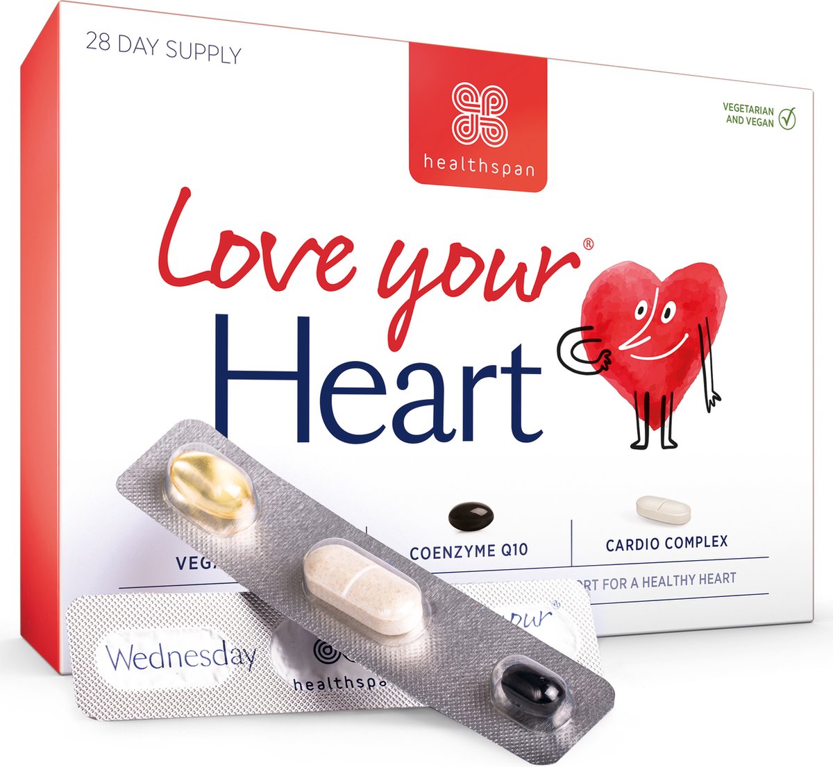 Healthspan Multivitamine Hou van je hart | 28 dagen voorraad | Ondersteuning voor een gezond hart & normale rode bloedcellen | Veganistisch