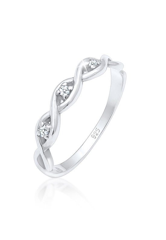Elli Dames Ringen damesknoop infinity met diamant (0.045 ct.) in 925 sterling zilver