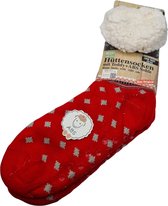 Huissokken  | Kerstsokken |Huissokken | Huissokken Dames Anti Slip | Rendier en sneeuw Rood | Pantoffels dames | Sokken Dames | One size|Rood/zwart/wit
