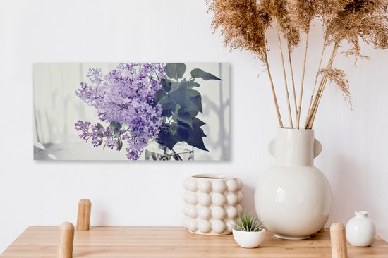 Tableau sur toile Lilas dans un vase - 40x20 cm - Décoration murale