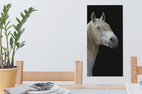 Toile Peinture Paarden - Moule - Zwart - 20x40 cm - Décoration murale