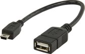 Nedis Mini USB-B Mannelijk naar USB 3.0 Vrouwelijk OTG Kabel 0.2 m - Adapter - Verlengkabel – voor o.s digitale camera's/ auto-mediaspeler Motorola, LG, Xiaomi, Sony, Lenovo, Universeel. Zwar