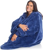 One size hoodie blanket | Deken met mouwen | Winterdeken | TV deken| Oversized hoodie | Sherpa | Warme trui | Blauw