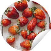 Tuincirkel Aardbei - Fruit - Tafel - 60x60 cm - Ronde Tuinposter - Buiten