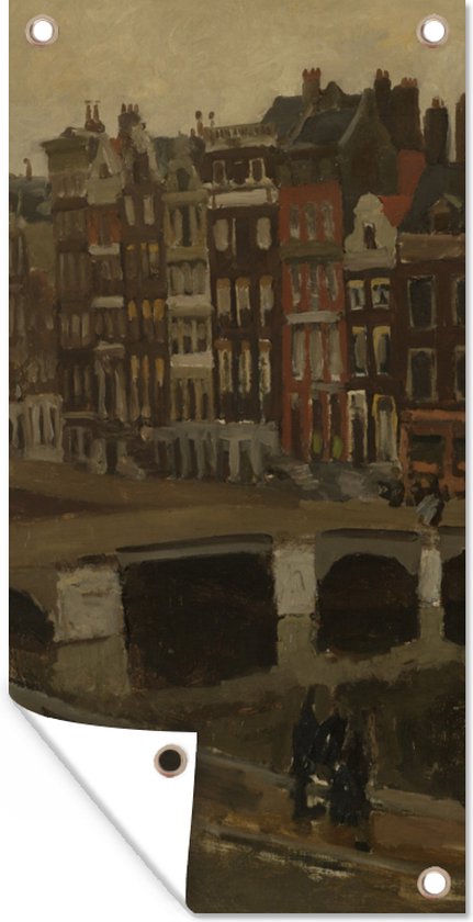 Tuinposter Het Rokin in Amsterdam - Schilderij van George Hendrik Breitner - 30x60 cm - Tuindoek - Buitenposter