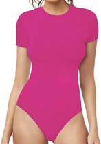 Premium Dames Thermo Body / Bodysuit | Stretch Met Gesloten Hals | Roze - M