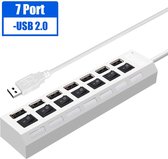 DrPhone - 7 Poort Hub - Multi USB Hub - 2.0 Adapter - Hoge Snelheid - Aan / Uit Schakelaar - Draagbare USB Splitter – Geschikt voor PC Computer Laptop - Wit