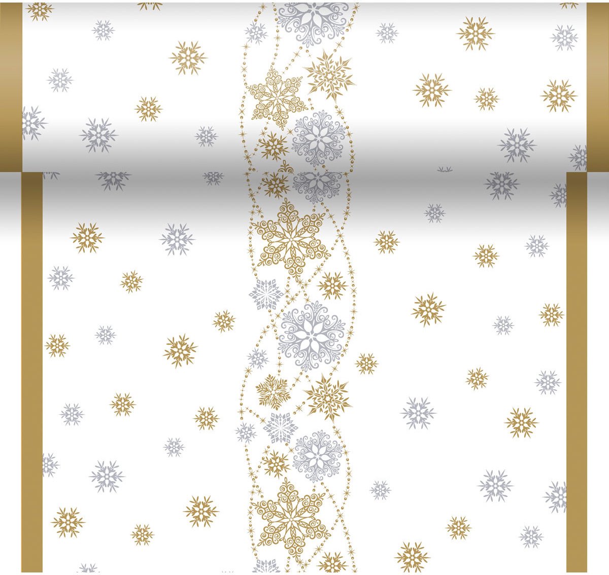 2x stuks kerst thema tafellopers/placemats wit met glitter sneeuwvlokken 40 x 480 cm - Kerstdiner tafeldecoratie versieringen