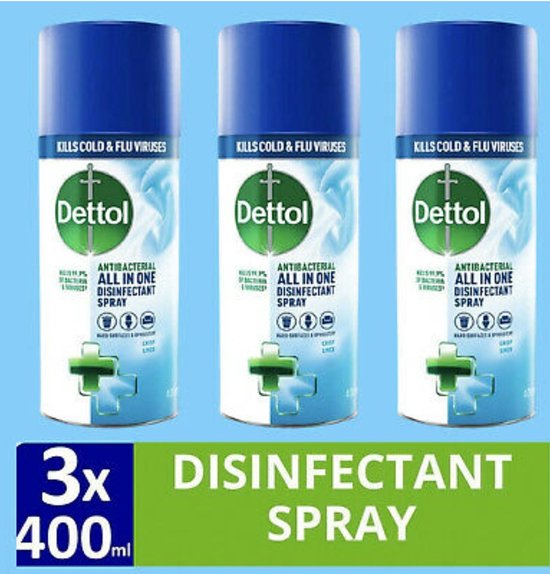 Dettol AllInOne Disinfectant Spray Crisp Linen 3x400ml bol