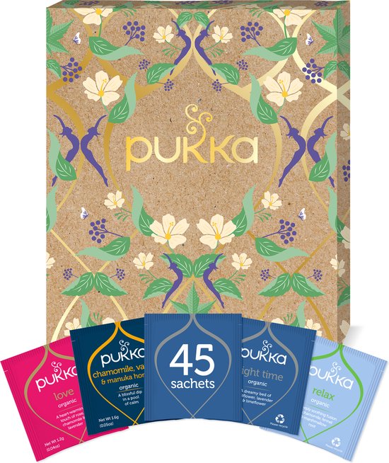 Pukka Kruidenthee - Thee - Relax Selectie Cadeaubox - 45 theezakjes - 9 smaken - Geschenkverpakking - Pukka