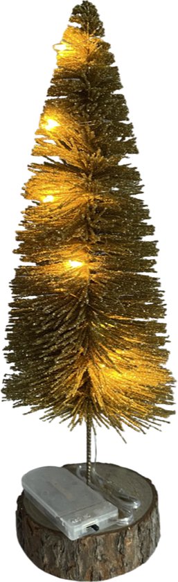 Gouden kerstboom met LED verlichting - GoldTree | ø 8 x 28 cm | Decoratieve  gouden... | bol.com