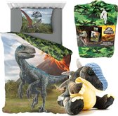 Jurassic World Dino Dekbedovertrek- 140x200- Polyester- 1persoons- Dinosaurus- incl. Pluche Dino Stegosaurus