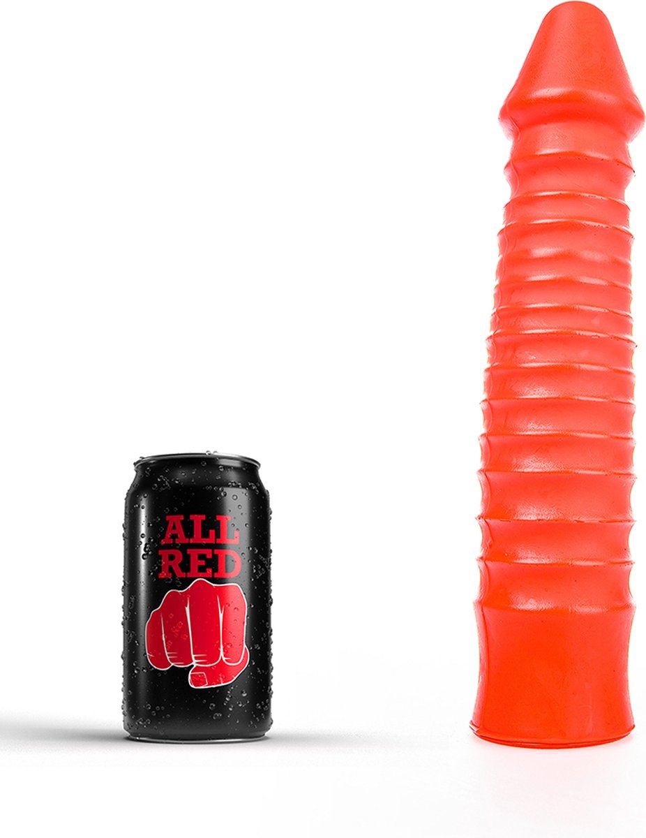 Goedkoopste All Red Geribbelde Dildo 26 x 5 cm - rood
