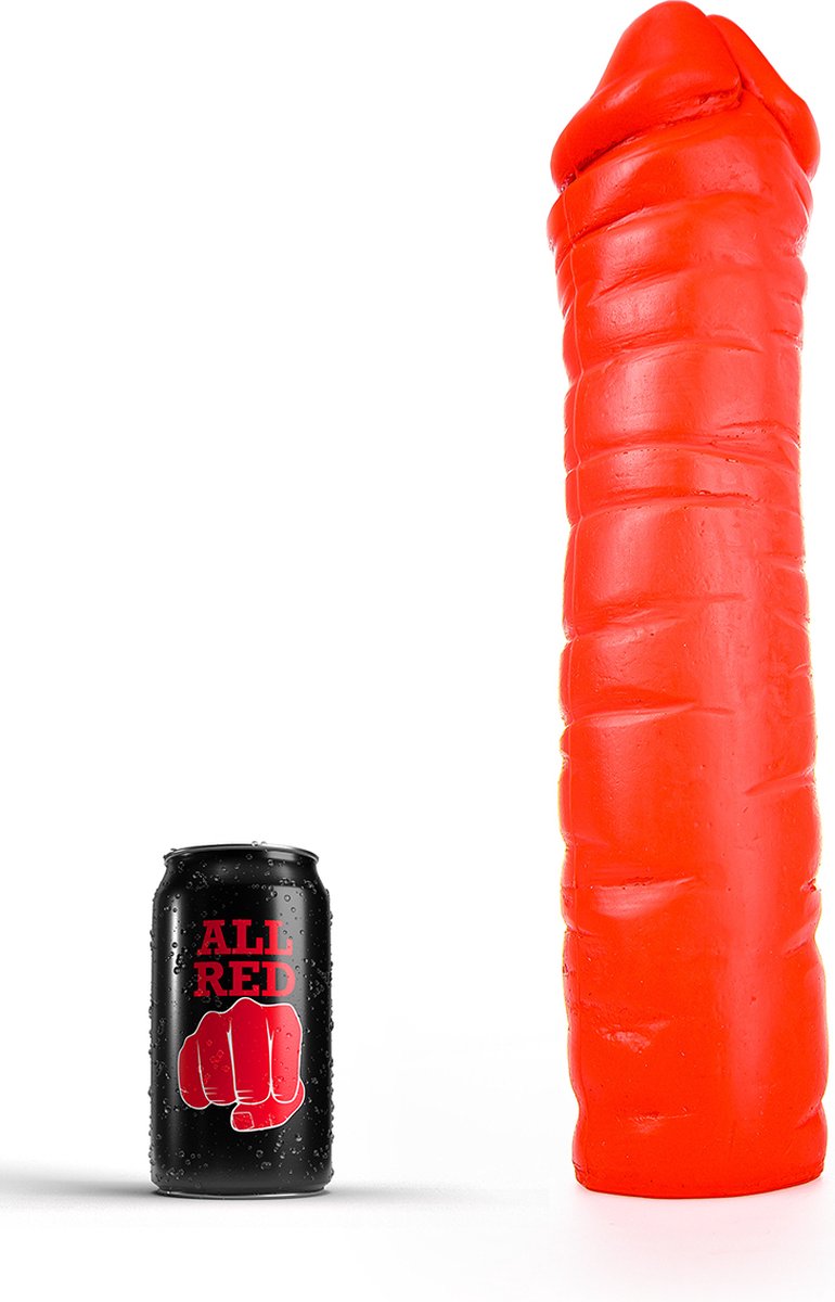 Goedkoopste All Red Geribbelde Dildo 38 x 8,5 cm - rood