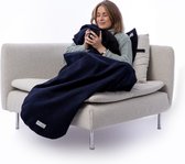 Belieff® XL Cozy deken met voetenzak en handzakken - Multifunctionele deken - Dubbelgevoerd fleece - Blauw
