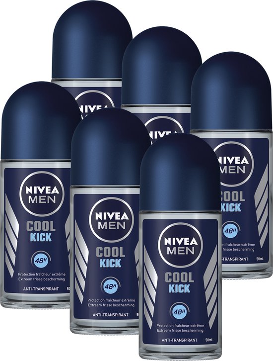 NIVEA MEN Cool Kick Deodorant Roller - Anti-Transpirant Deo - 6 x 50 ml - Voordeelverpakking - NIVEA