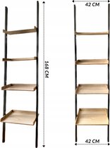 Ladderrek zwart bamboe - ladderrek zwart - ladderrek - kasten - wandkast - wandrek - opbergrek zwart - opbergrek - houten ladder -