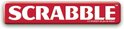 Rode Scrabble-logo met witte letters en 'LA MARQUE de jeu de lettres' tekst.
