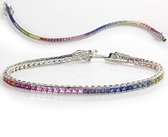 Regenboog - tennis armband - van echt zilver - met Zirconia's  in veel kleuren