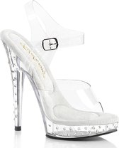 Fabulicious Sandaal met enkelband, Paaldans schoenen -45 Shoes- SULTRY-608SDT US 14 Transparant/Wit