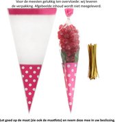 50 Langwerpige Roze Uitdeelzakjes met Stippen - 18 x 37 cm - Snoepzak - Puntzak - Cellofaan Plastic Traktatie Kado Zakjes - Snoepzakjes - Koekzakjes - Koekje - Cookie