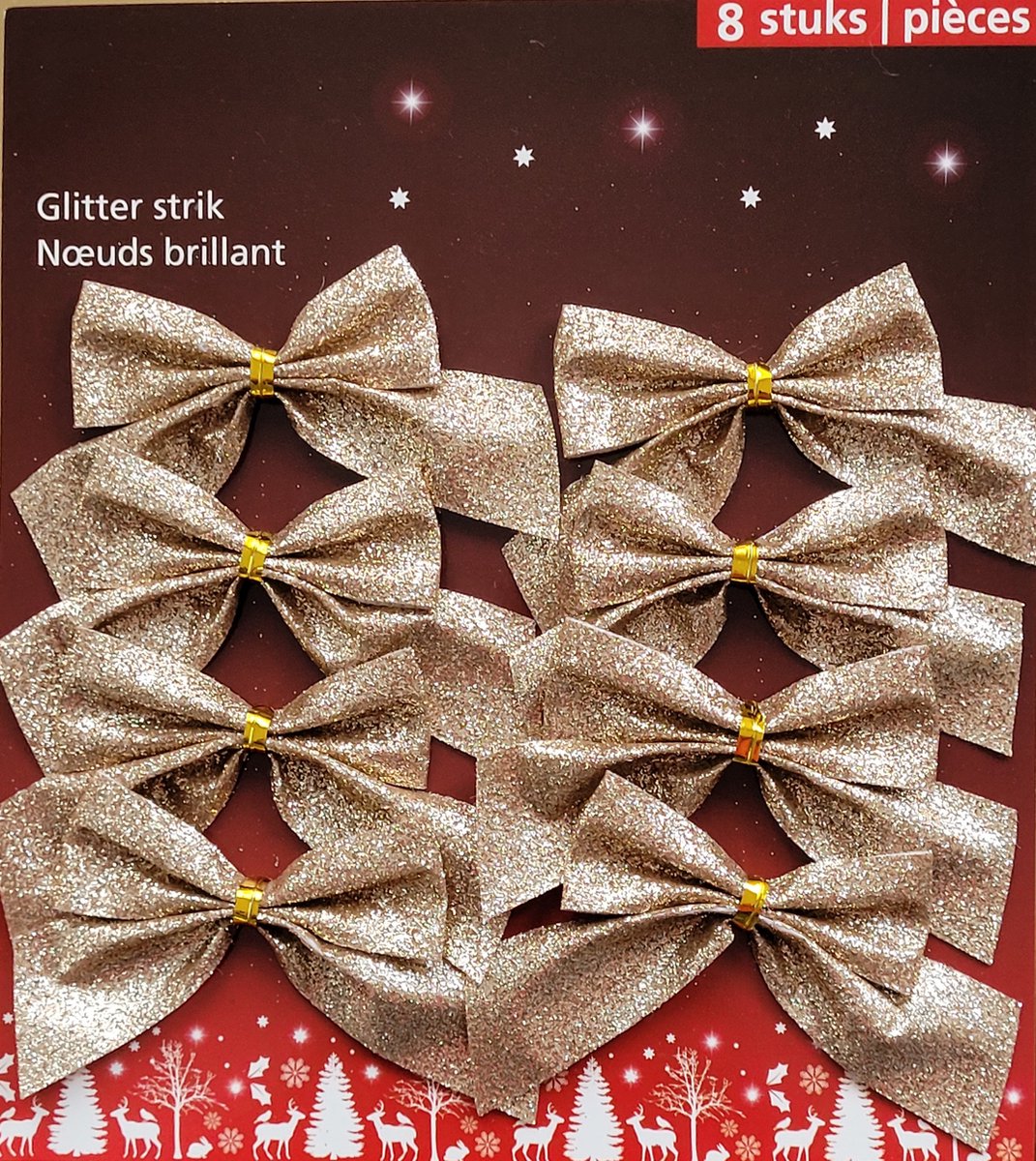 Kerststrikken, 12 stuks, rode decoratie en