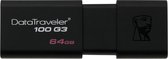 Kingston USB stick 3.2 Gen 1 (3.1 Gen 1)  64 GB opslagTechnology DataTraveler 100 G3 USB flash drive 64 GB USB Type-A 3.2 Gen 1 (3.1 Gen 1) Zwart
