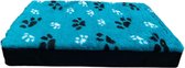 Topmast Blokkussen Hondenmatras Hondenkussen 80 x 55 x 10 cm Vetfleece Turquoise voetprint