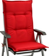 Beautissu Base HL Coussin de jardin Dossier haut 120 x 50 x 6 cm Coussin d'assise Coussin rouge Coussin de chaise de jardin