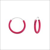 Aramat jewels ® - Gekleurde zilveren oorringetjes 925 zilver donker roze 12mm x 1.2mm