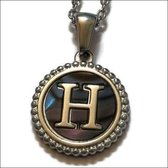 Letter- ketting -h- chirurgisch staal - schelp - 45cm - dames