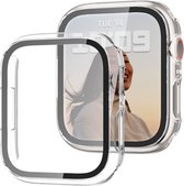 Geschikt voor Apple Watch 7 45 mm Hoesje - Case Transparant + Screenprotector - Cover Glas