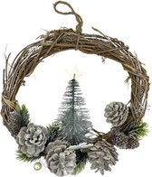 Rattan kerstkrans - Pearl | ø 28 cm | Natuurlijke kerst decoratie | Kerst krans hanger | Wit