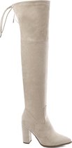 AUDREY OVERKNEE BOOTS - Laarzen - Beige - Maat 38 - Luvee Fashion