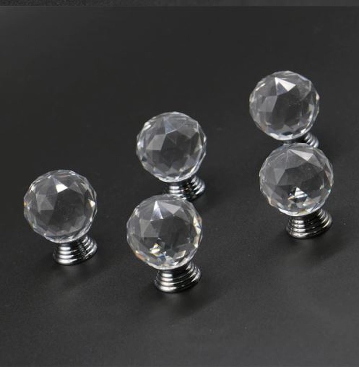2 stuks - Crystal diamand kastknop - Ronde deurknop - Kledingkast - Ladekast - Transparant - Zilver - Luxe - 30mm