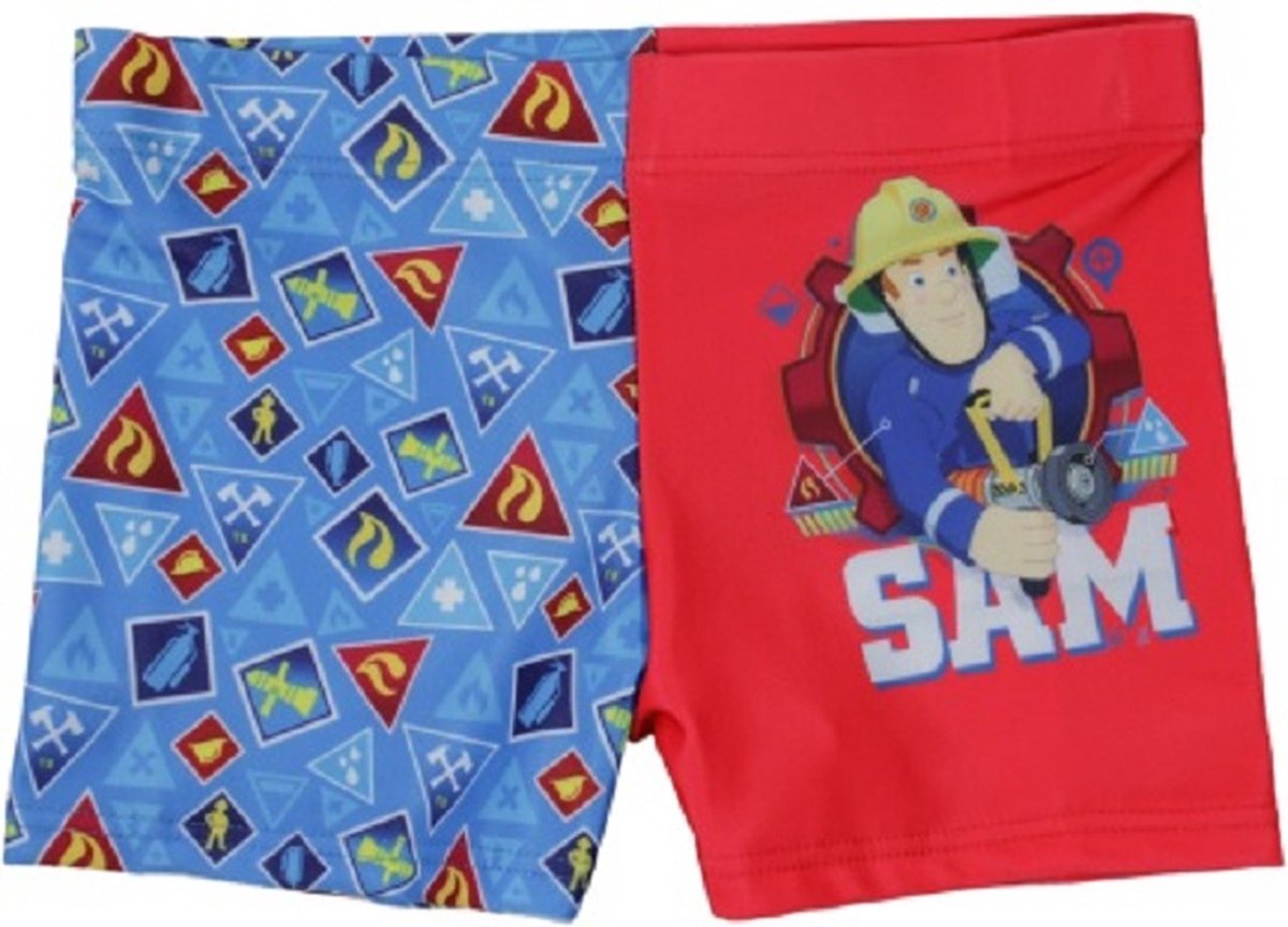 Brandweerman Sam zwembroek - rood / blauw - Fireman Sam zwemboxershort - maat 98/104