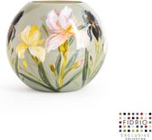 Design vaas bol - Fidrio HAND PAINTED IRIS - glas, mondgeblazen bloemenvaas - diameter 25 cm