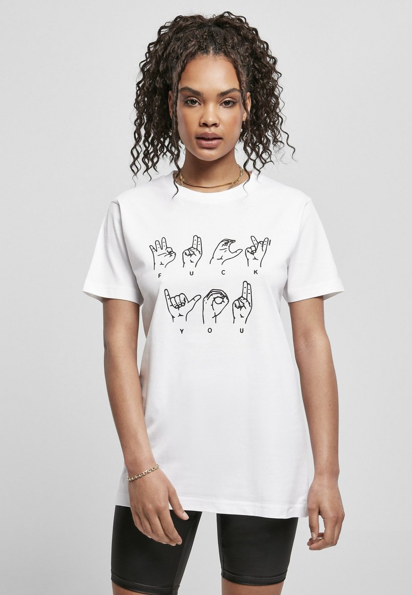 Mister Tee FU Sign Language Dames T-shirt XS Wit