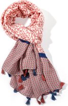 MGO Sjaal Triple Tassel - Shawl met print - Zomer omslagdoek - Stola - Roze
